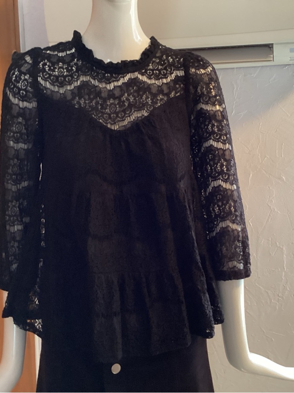 Monteau Black Floral Lace Blouse